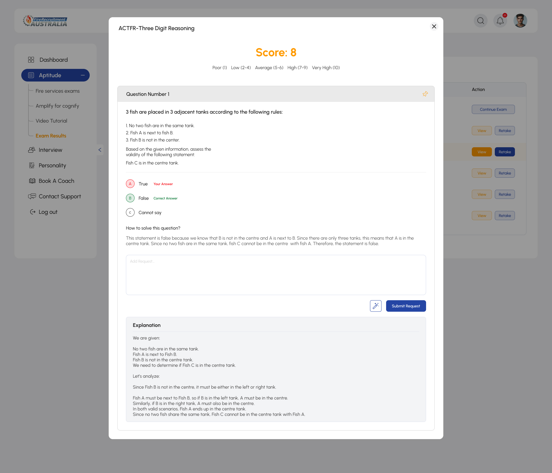 Students will see instant result with explanation including AI feedback — preview 4